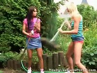 Free Sex Two Horny Teen Babe Having Lesbian Sex Outdoors